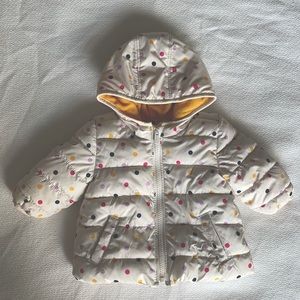 Old Navy polka dot puffer coat, size 3-6 month